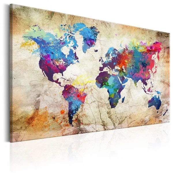 3 Kolory Duży Rozmiar HD Mapa Świata Ściany Sztuki, Obrazy, Malarstwo Ścienne Sztuki do Salonu Wystrój Domu (Bez Ramki)