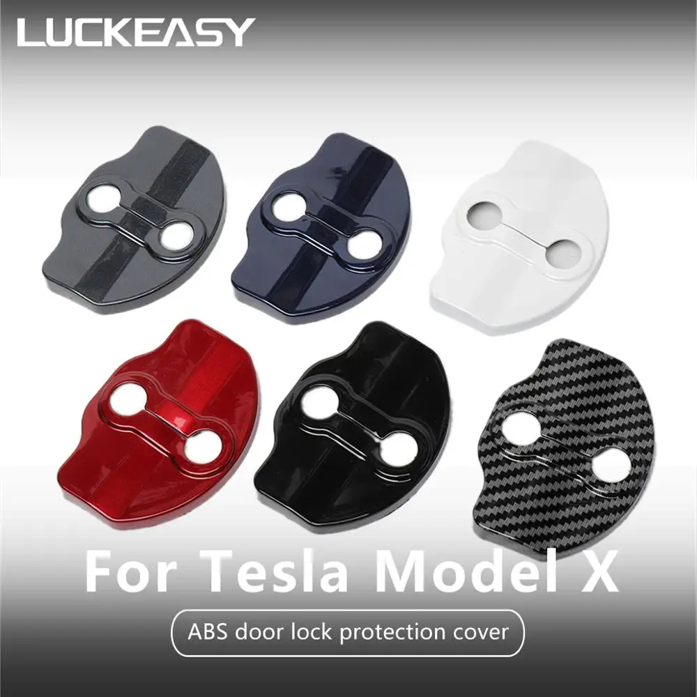 LUCKEASY Auto Interior modyfikacja do Tesla Model X 2017-2021 Samochodowy Zamek Drzwi Pokrywa ABS Kapturek 2 szt./Kpl.