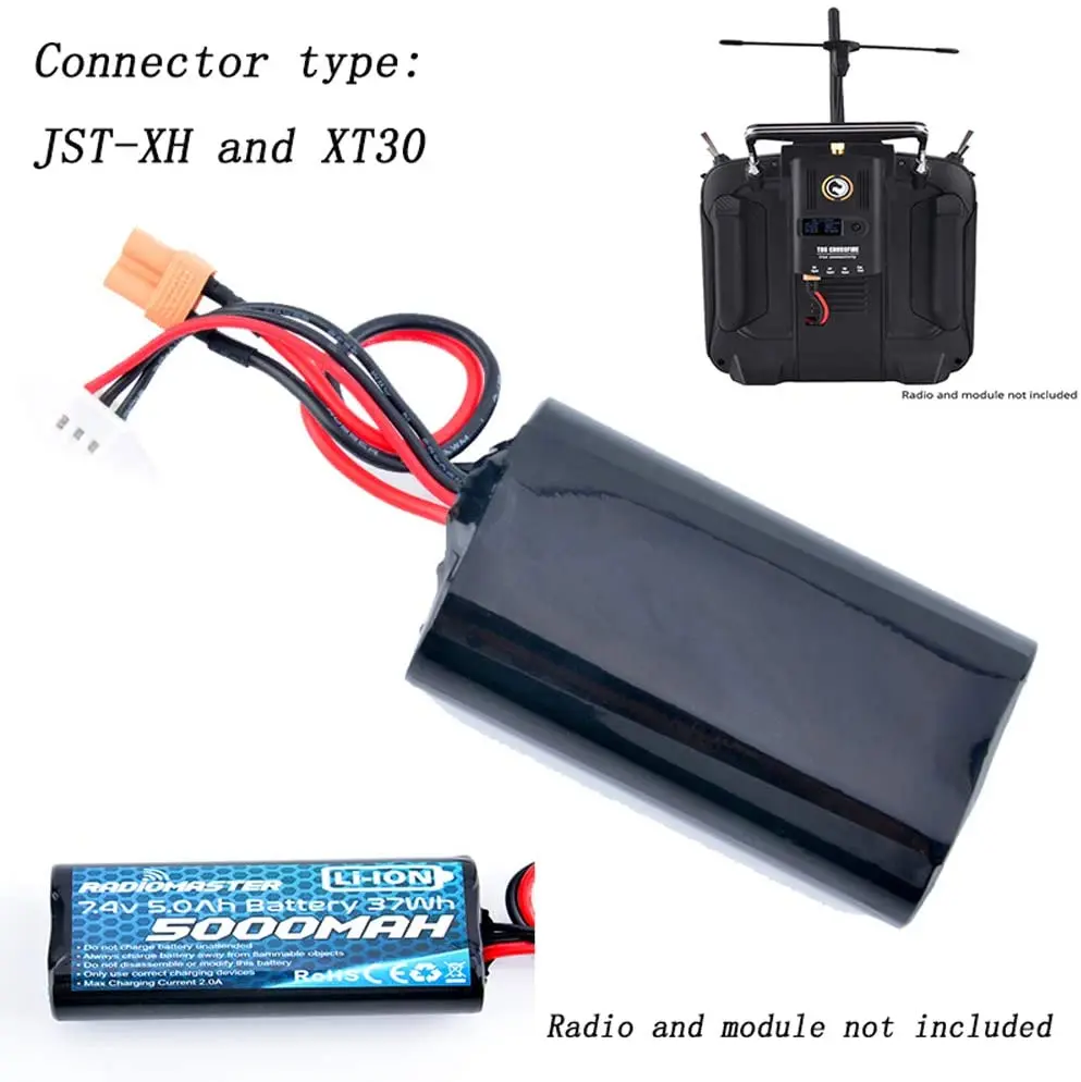 RadioMaster 2S 7.4 V 5000mah 37wh Lipo Battery TX16S TX18S TRemote Control Transmitter JST-XH i XT30 Plug Duża wytrzymałość
