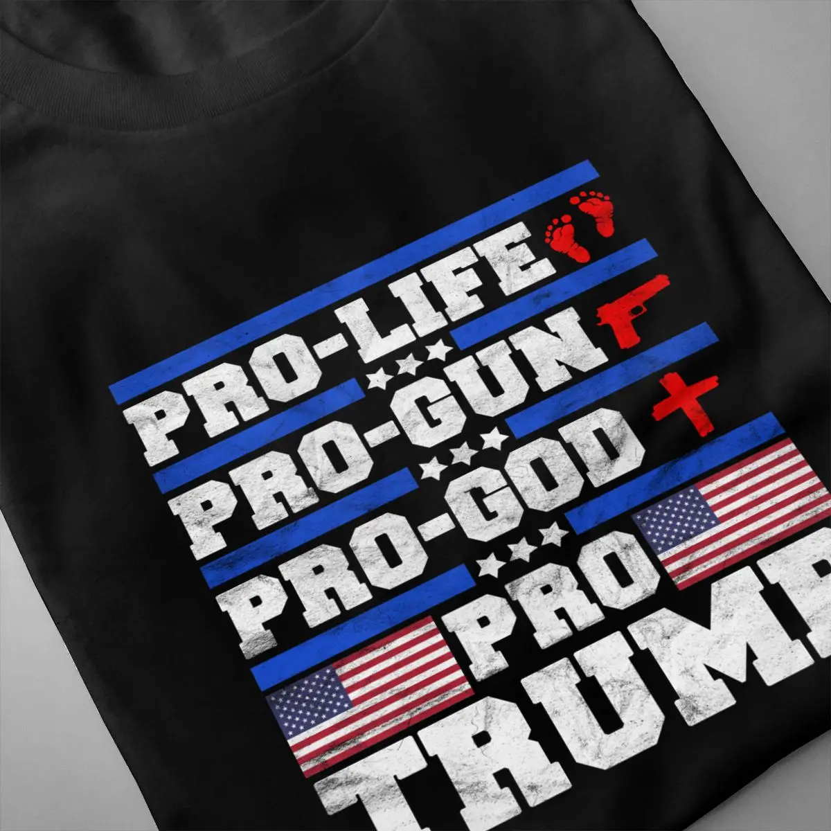 Pro Life Pro Gun Pro God Pro Trump Graphic Tee Męska koszulka z krótkim rękawem Topy Śmieszne