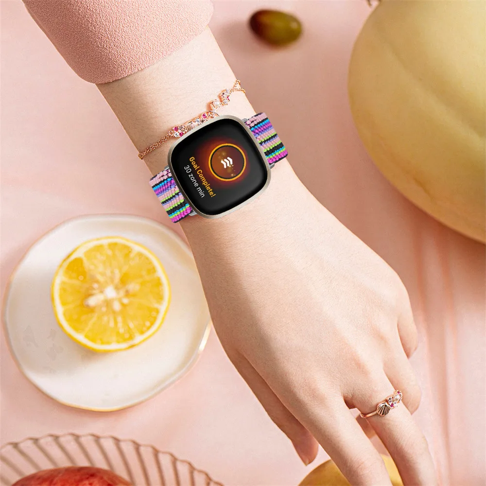 Nowy Elastyczny Pasek Do Zegarków Fitbit Versa 3 Smart Bracelet Pasek Correa Dla Fitbit Sense Tkaniny Bransoletka Zawias