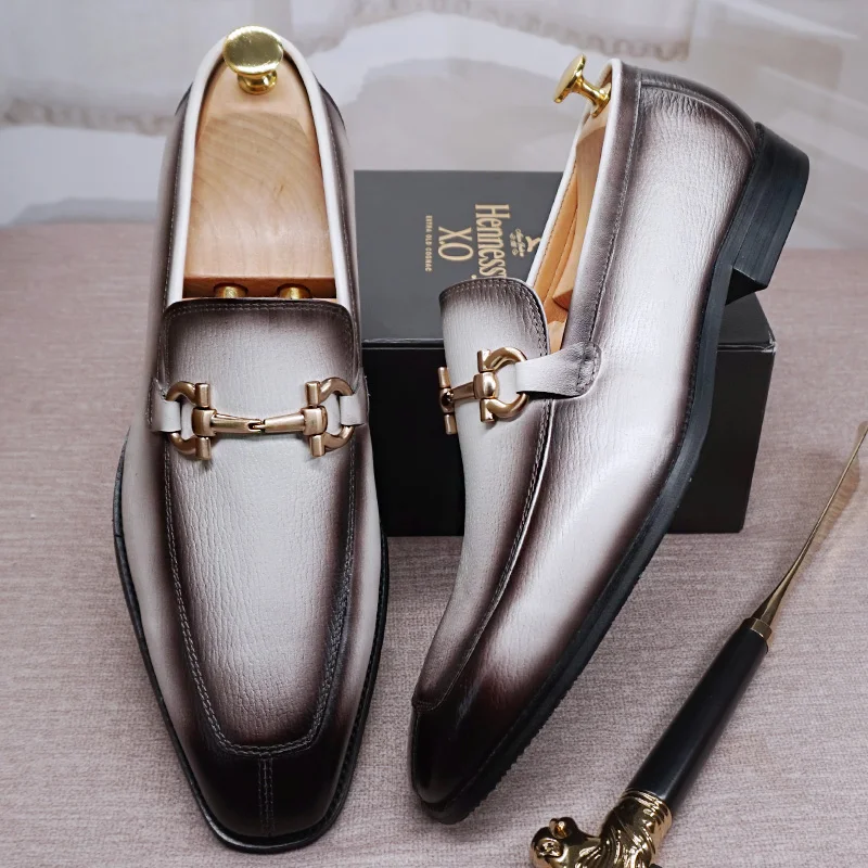 Marka odzieżowa Męskie obuwie Biały Mix Czarny Horsebit Лоферы Слипоны męskie Formalne modelowe buty Ślubne Biurowe, codzienne buty Mężczyźni