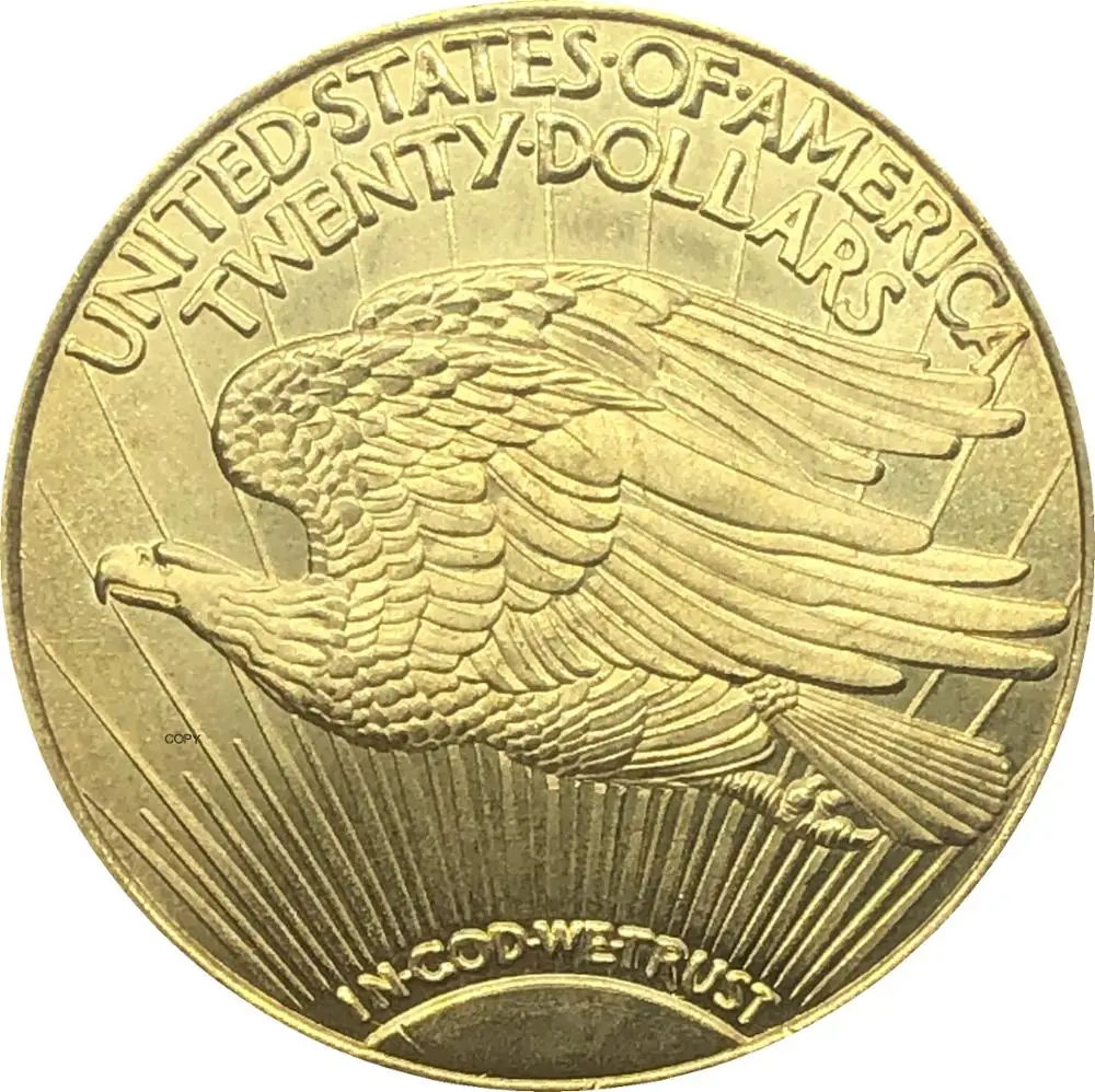 Stany Zjednoczone Wolność 1931 Dwadzieścia 20 Dolarów St Годенс Podwójny Orzeł Z Hasłem W Bogu Ufamy Złota Replika Monety