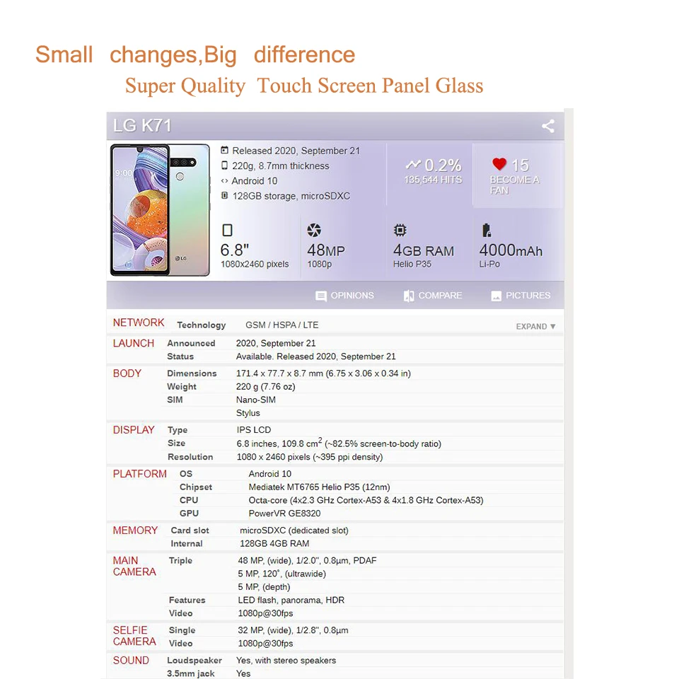 10 szt./Lot Dla LG K71 Ekran Dotykowy Przedni Szklany Panel Przedni Gwint Szklany Obiektyw Do LG K71 LCD Szkło Z Wydrążonym Kleju OCA