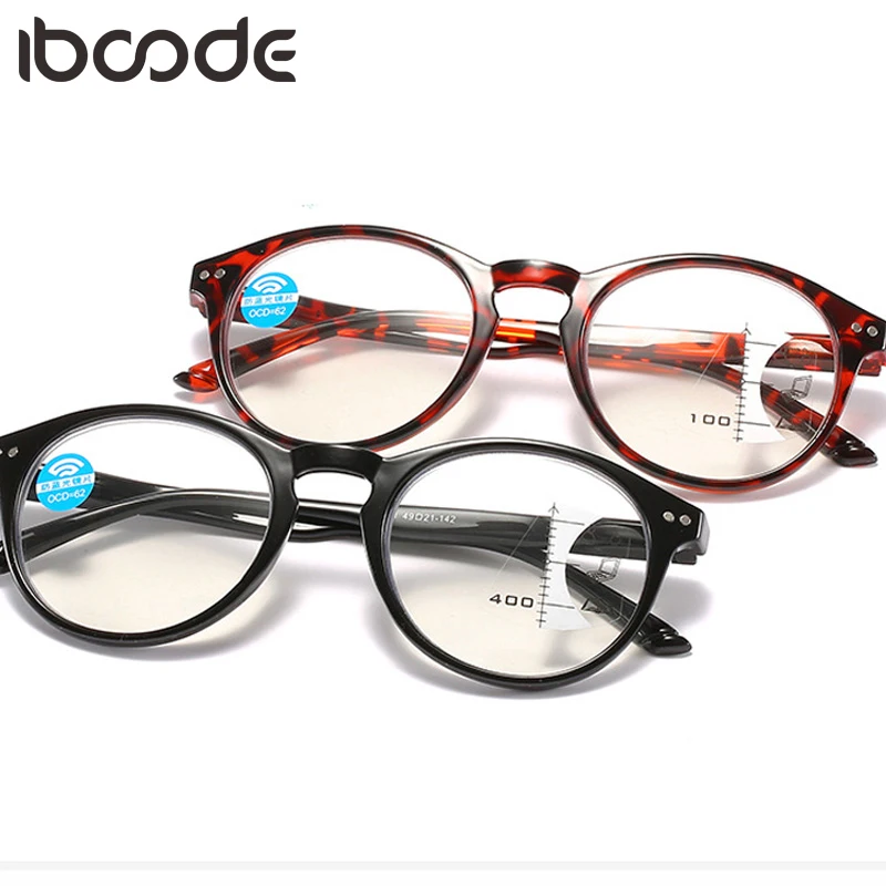 Iboode Progressive Multifocal obiektywy Okulary Do Czytania Mężczyźni Kobiety Komputerowe Okulary Anty Niebieskie Światło Przezroczyste Soczewki Starczowzroczność Punkty Lustro