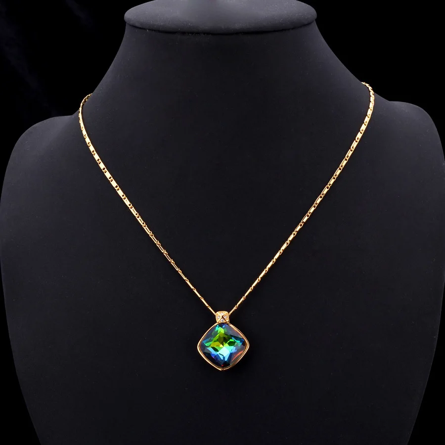 Starlord Crystal Naszyjnik Wisiorek Austriacki Rhinestone Złoty Kolor Mistyczny Kolorowe Niezwykły Kamień Biżuteria Dla Kobiet P344