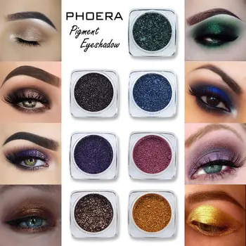 2/5szt Phoera Glitter Eyeshadow Pallete Shimmer Single Color High Pigment Eye Shadow Wodoodporny Trwały Makijaż Błyszczące Cienie Do Powiek