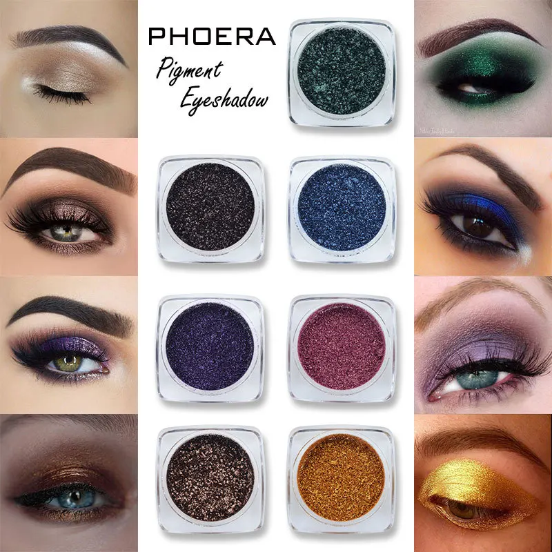 2/5szt Phoera Glitter Eyeshadow Pallete Shimmer Single Color High Pigment Eye Shadow Wodoodporny Trwały Makijaż Błyszczące Cienie Do Powiek