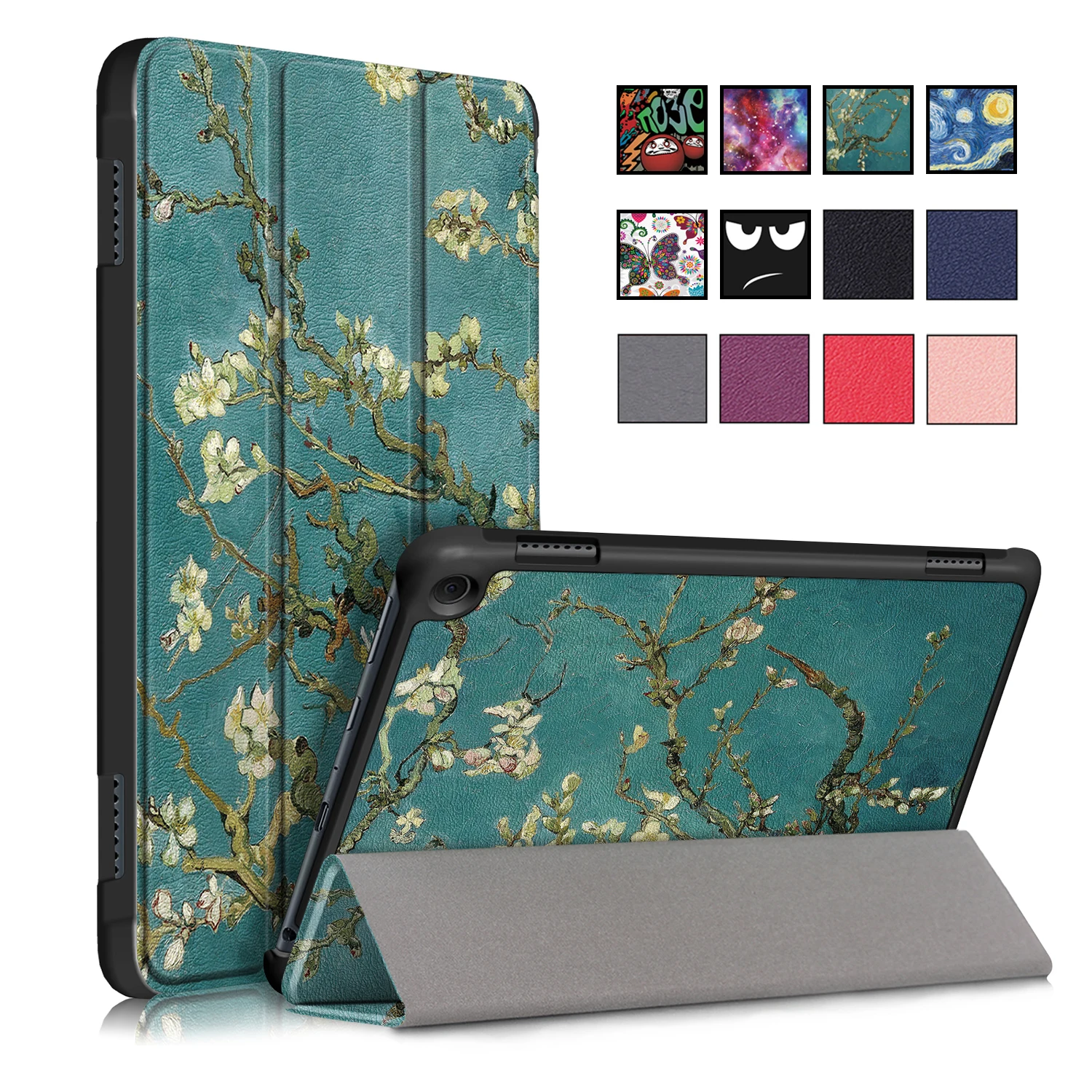 Dla Amazon Kindle Fire HD 8 2020 / HD 8 Plus 2020 Tablet Painted PU Slim Magnetic Folding Leather Flip Sleep Smart Cover Case
