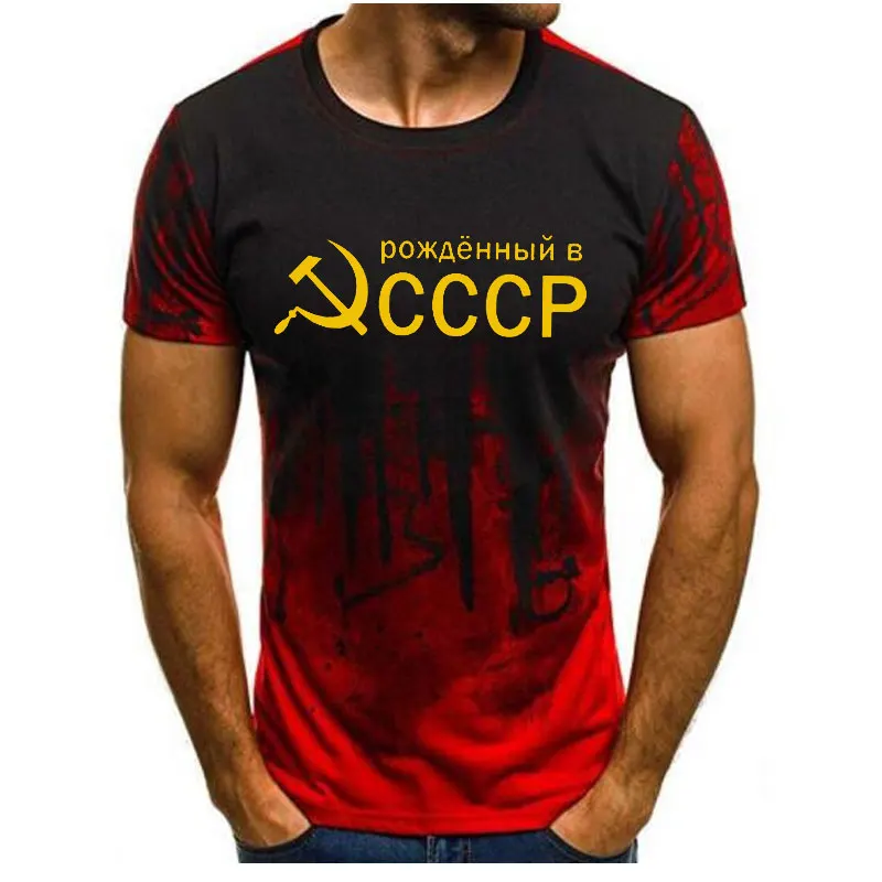 Nowe Męskie Letnie koszulki CCCP Russian T Shirts Men USSR Soviet Union Male Short Sleeve Tshirt Moscow Mens Tees O Neck Tops XXS-6XL