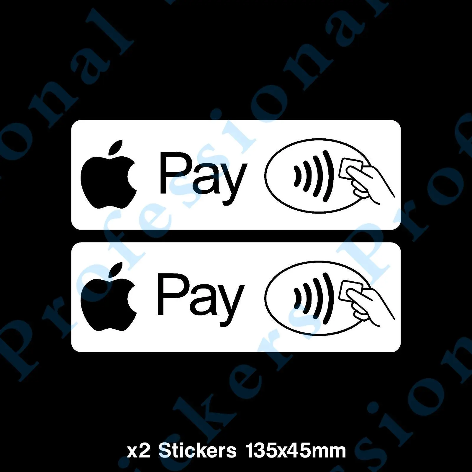 2x Apple Pay Bezstykowe płatności naklejka - Sklep, Kawiarnia, Taxi, centrum Biznesowe (CC045) Wodoodporne naklejki dla pojazdów Motos