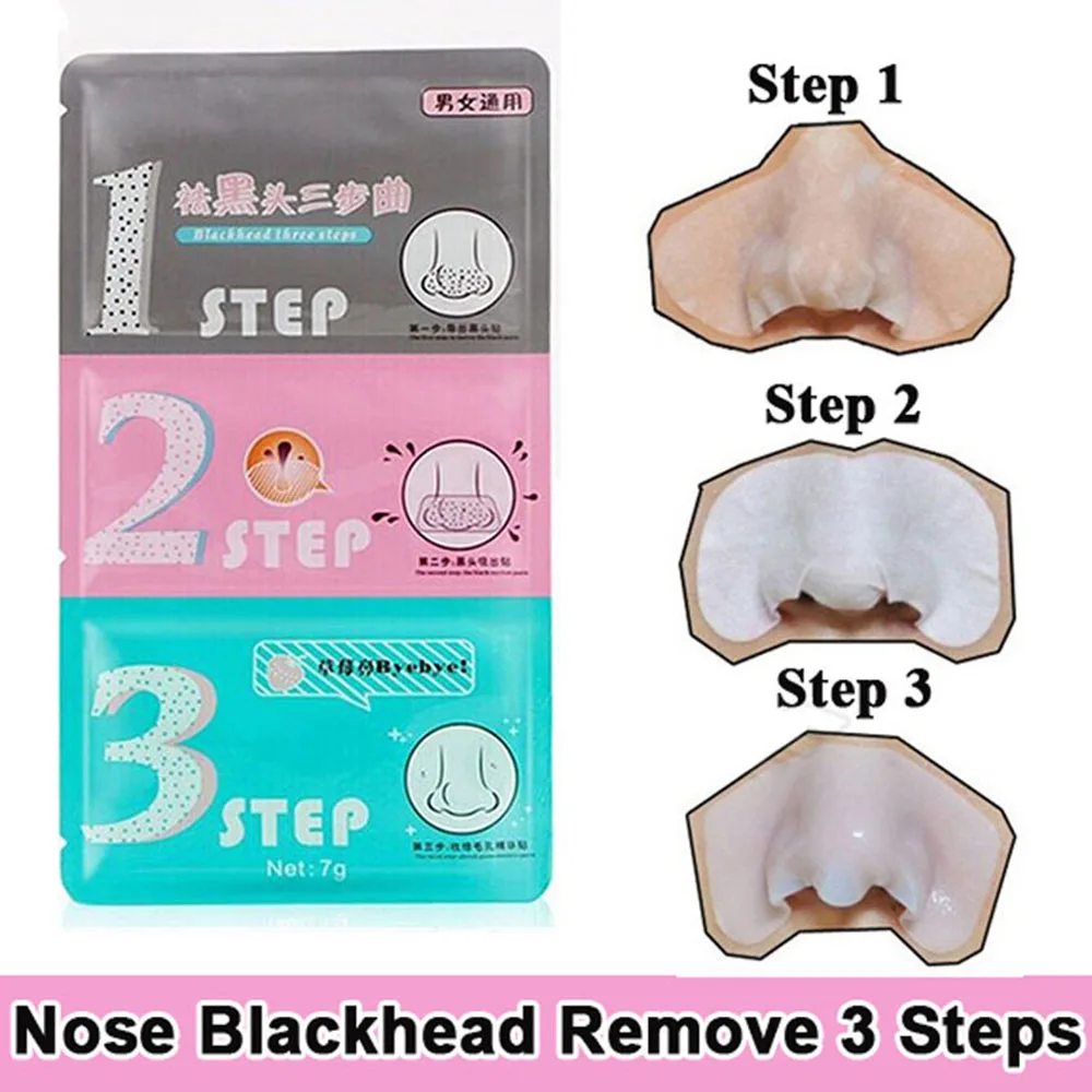 Blackhead Remover Nose Mask Remove Blackhead Acne Remover Clear Black Head charcoal Magnetic Facial Mask stripes 3 Step Skin Care