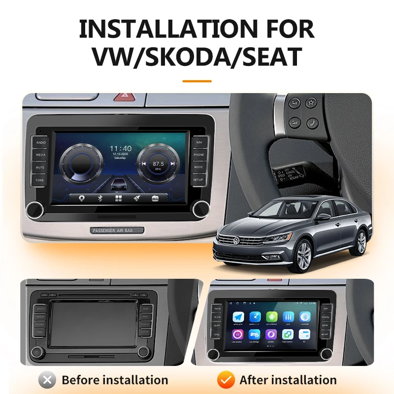9070 2 Din Android VW Samochodowy odtwarzacz Multimedialny 10 Do Volkswagen/Golf/Passat/Touran/Skoda/Octavia/Polo/Seat GPS Radio 2din Nie DVD