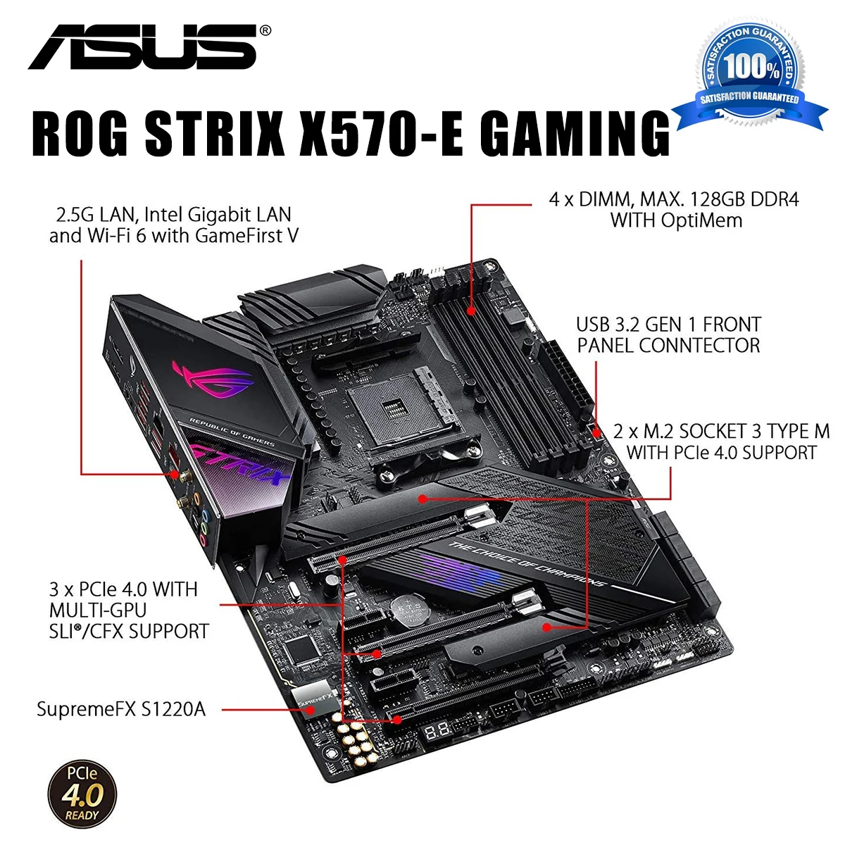 Socket AM4 Asus ROG STRIX X570-E GAMING płyta główna PCI-E 4.0 CHAI Gaming DDR4 128GB Display Port AMD CrossFireX X570 Placa-Mãe