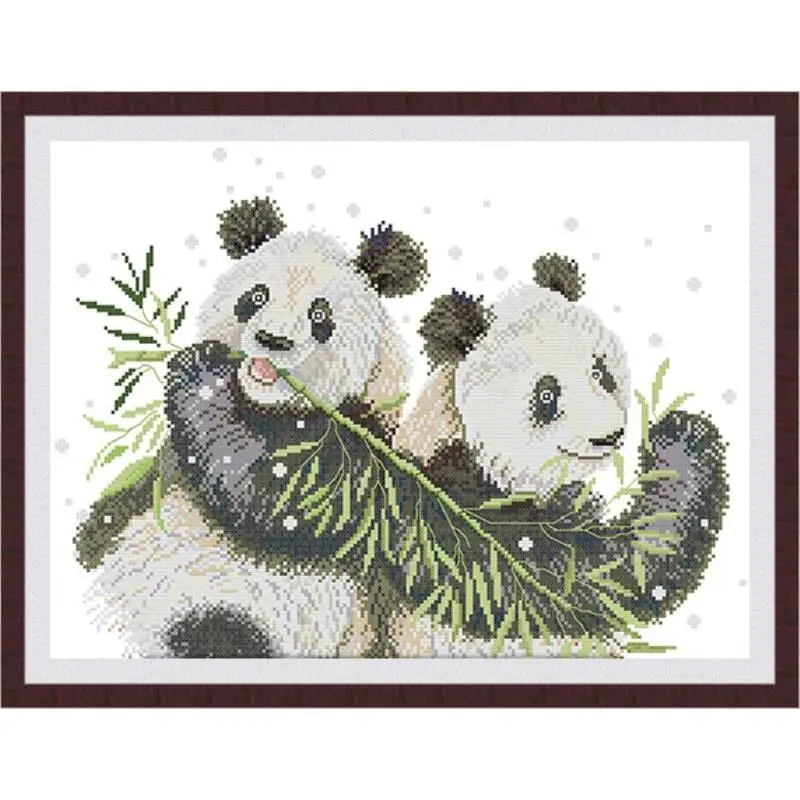 Cute Panda Zwierząt Wzór Haftu Zestaw Robótki Hafty Zestaw Białe Płótno Bawełna Haft DIY Dekoracji wnętrz Malarstwo
