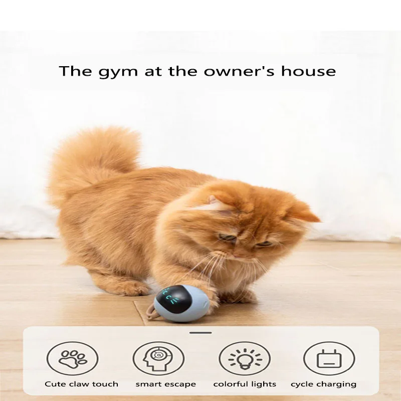 Pet Smart Interactive Cat Toy Colorful LED Self Rotating Ball Toys USB Rechargeable Kitten Electronic Ball Toys Cat Accessories