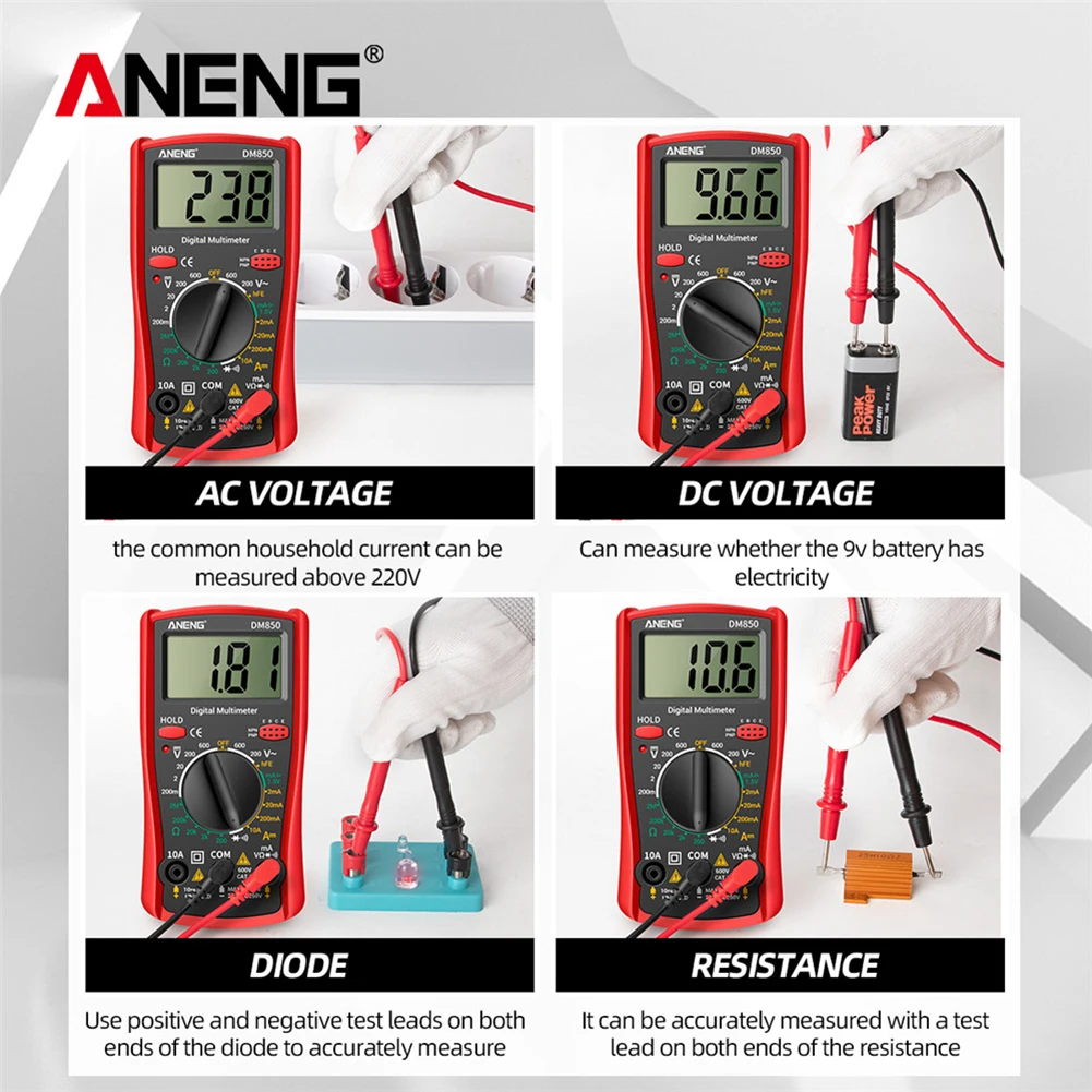 ANENG DM850 Eletrical Digital Multimeter AC/DC Votage Tester 2000 Próbkowania Miernik Prądu Tester Rezystancji Miernik Temperatury