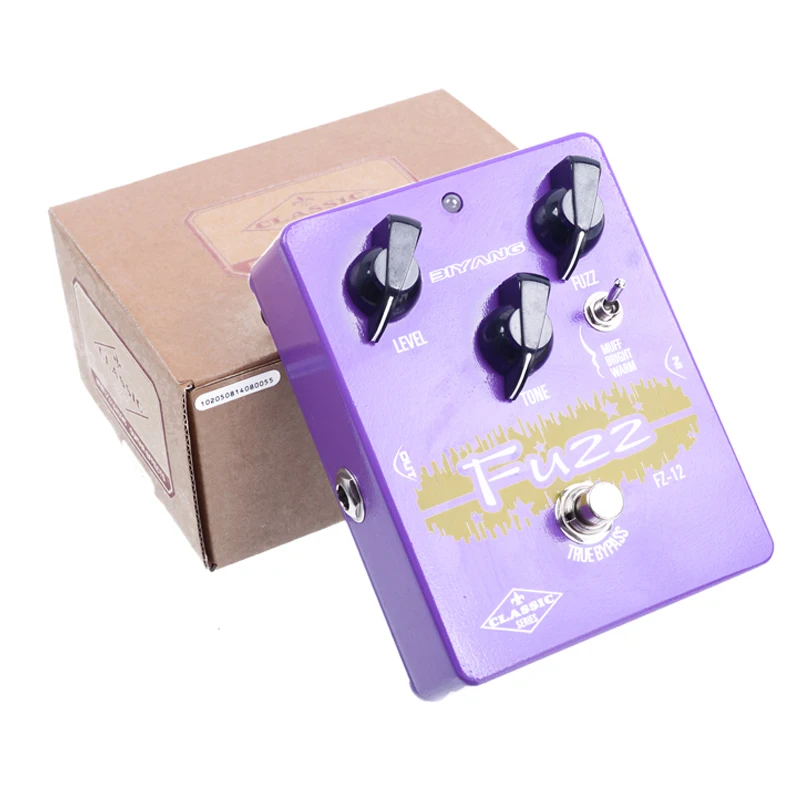 Biyang FZ-12 Level Controls/ Tone/ Fuzz Electric Guitar Pedal True Bypass Effect Custom Purple With Gold pedal Connector