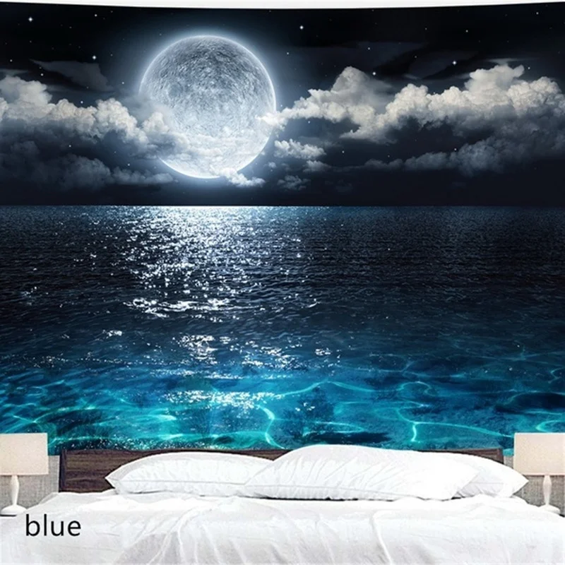 Morska Księżyc 3D drukowanie gobelin sypialnia salon tło tkaniny wisi obraz tło na ścianie gobelin