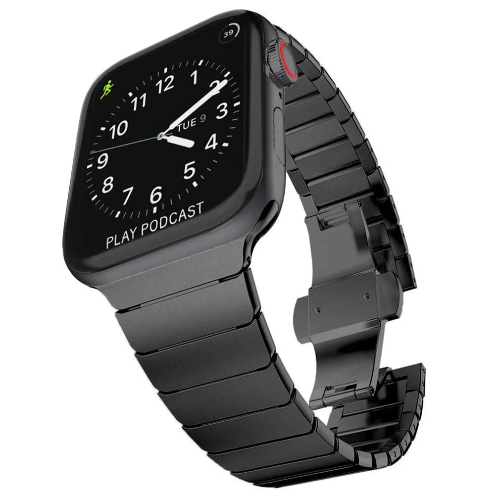 Dla Apple Watch 5 4 44 mm 40 mm Ulepszony Pasek Bransoleta Ze Stali Nierdzewnej mc 3 2 1 Pasek do Apple Watchband 38 mm 42 mm Pasek