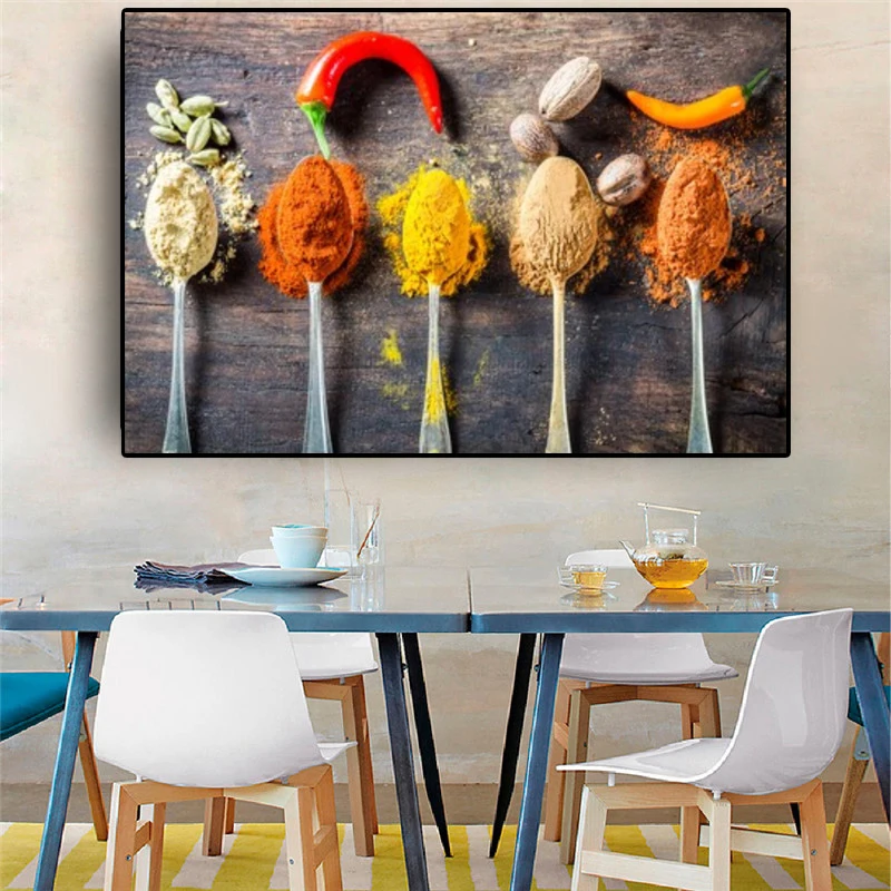 RELIABLI Kitchen ART Canvas Painting Tasty Spice And Herbs Picture Wall Art Plakaty I Druki Do Dekoracji Salonu Cuadro