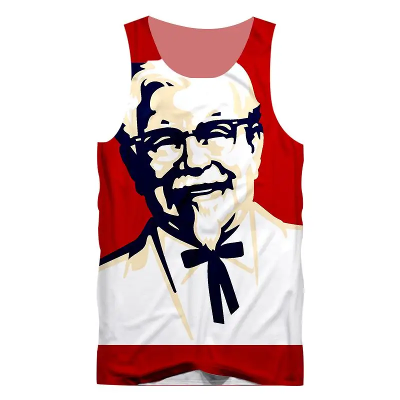 Koszulki Hip-Hop Nowa Moda Śmieszne KFC Projekt Druku 3D Casual Mike ' a Crewneck Bez Rękawów Kamizelka Mężczyźni Letnie Bluzki