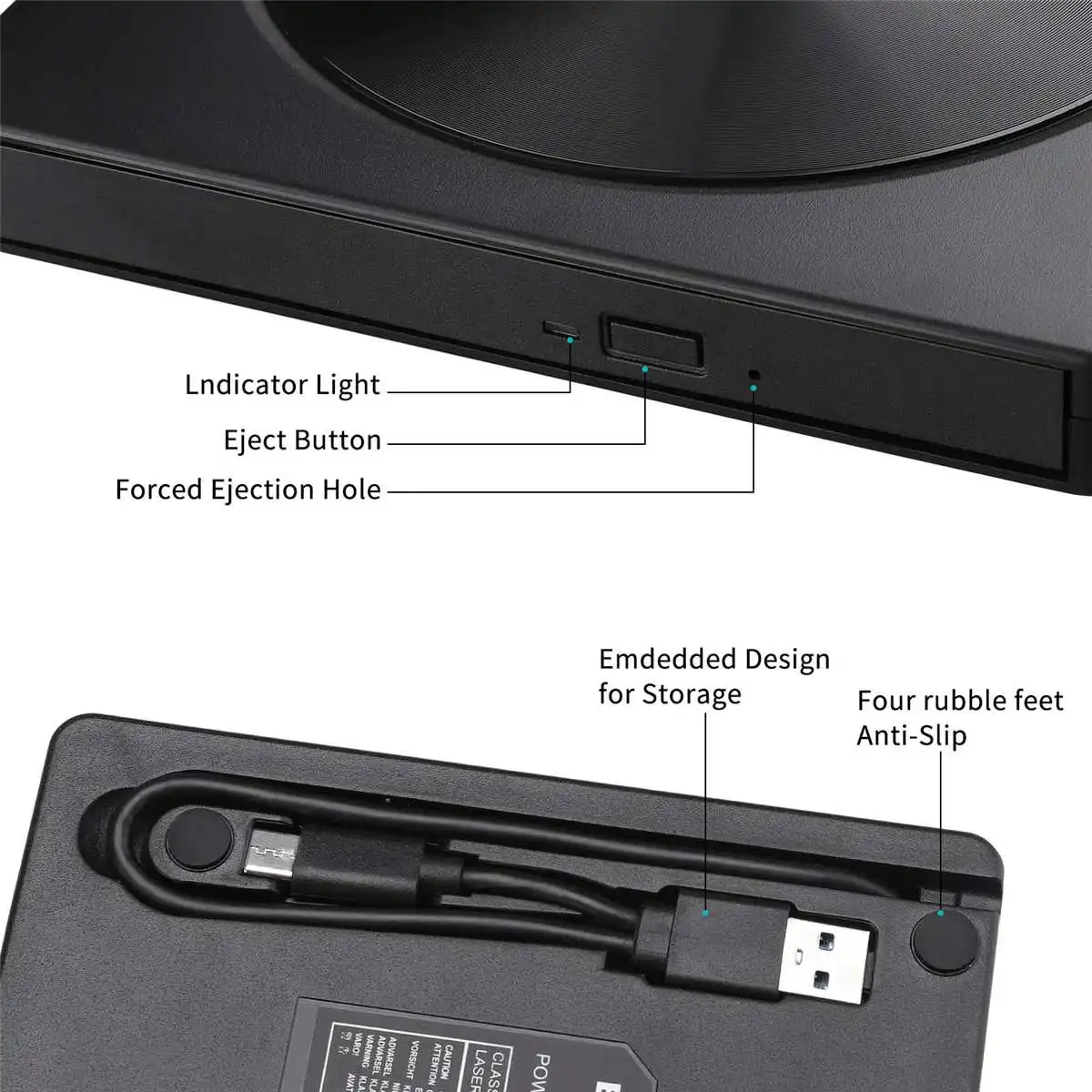 Nowy zewnętrzny napęd DVD na USB 3.0/Type-C przenośny napęd Optyczny DVD RW CD burner Suppot SD card Reader dla Notebooka Mac WIN7/8/10