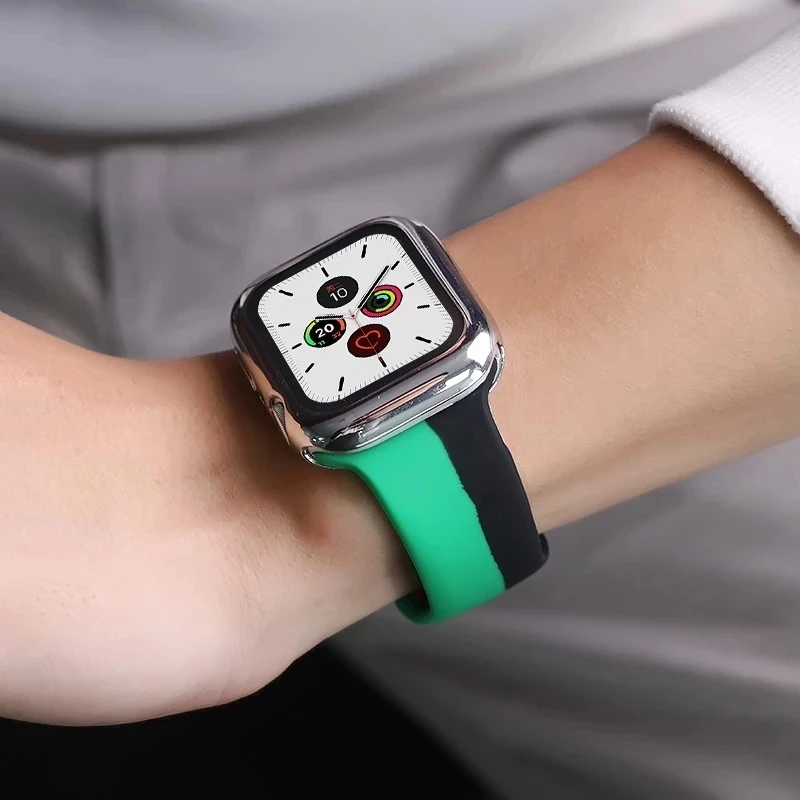 Pasek silikonowy dla Apple Watch pasek 44 mm 40 mm 42 mm 38 mm 42 mm smartwatch bransoletka bransoletka Sportowy mc serie 3 4 5 6 se pasek
