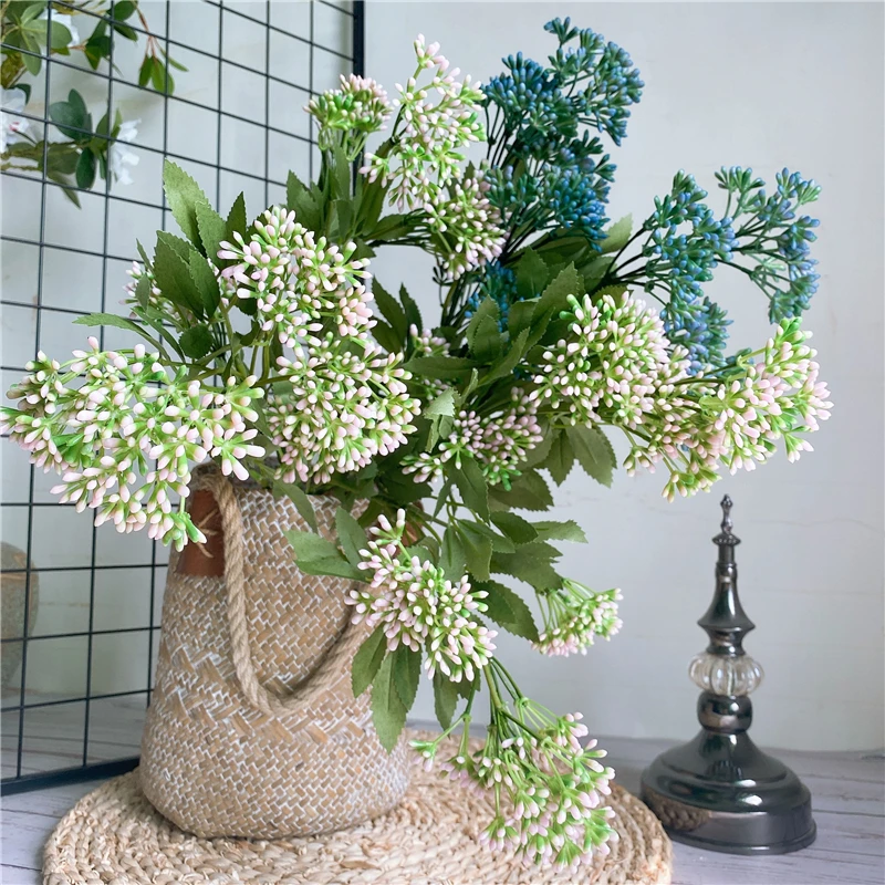 NOWA jagód gałąź z liśćmi sztuczne kwiaty dla domu ogrodu DIY biżuteria fałszywe rośliny flores artificiales