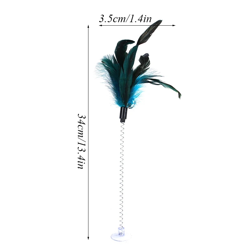 Funny Pet Cat Supplies Feather Teaser Throwing Toys Bouncing Stick Sucker Vertical Feather Pet Toy Pet Interactive Toys