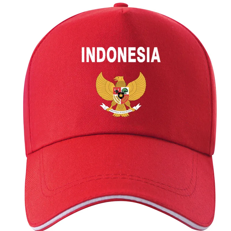 INDONEZJA męski diy free custom made name number idn boy hat nation flag id country republic indonesian print photo czapka z daszkiem