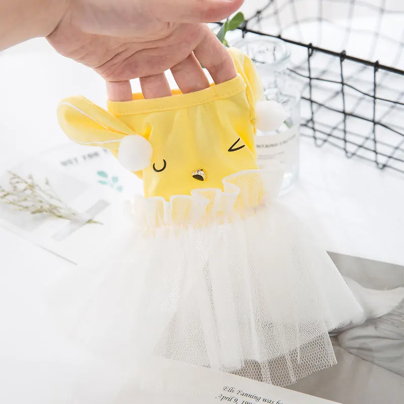 Kreskówkowa Odzież dla psów Królik Odzież dla Psów Sukienka Super Zwierzę Stroje Małe Słodkie Wiosna Lato Print Żółty Biały Ropa Para Perro