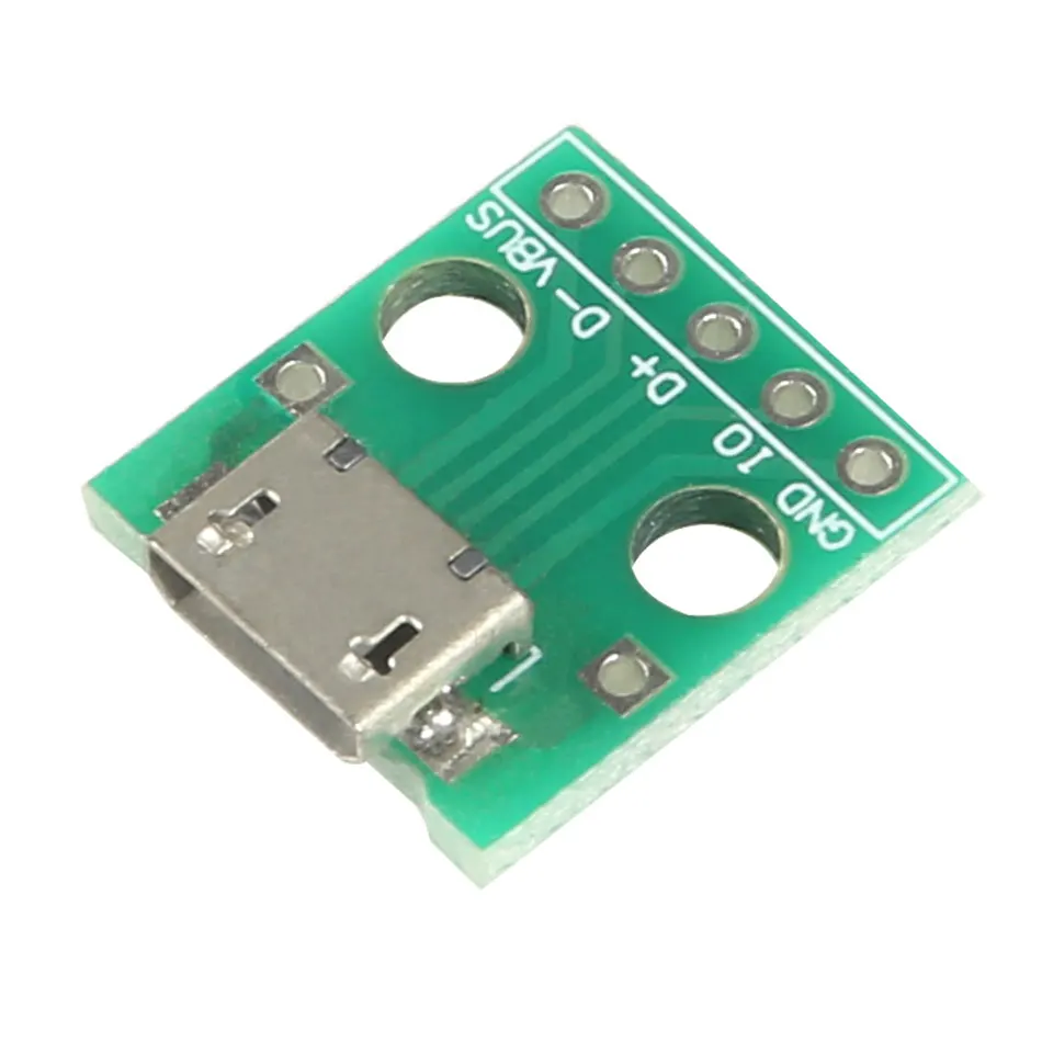10szt Micro USB To DIP Adapter 5pin Female Connector Module Board Panel Female 5-Pin Plansza B Type PCB 2.54 MM