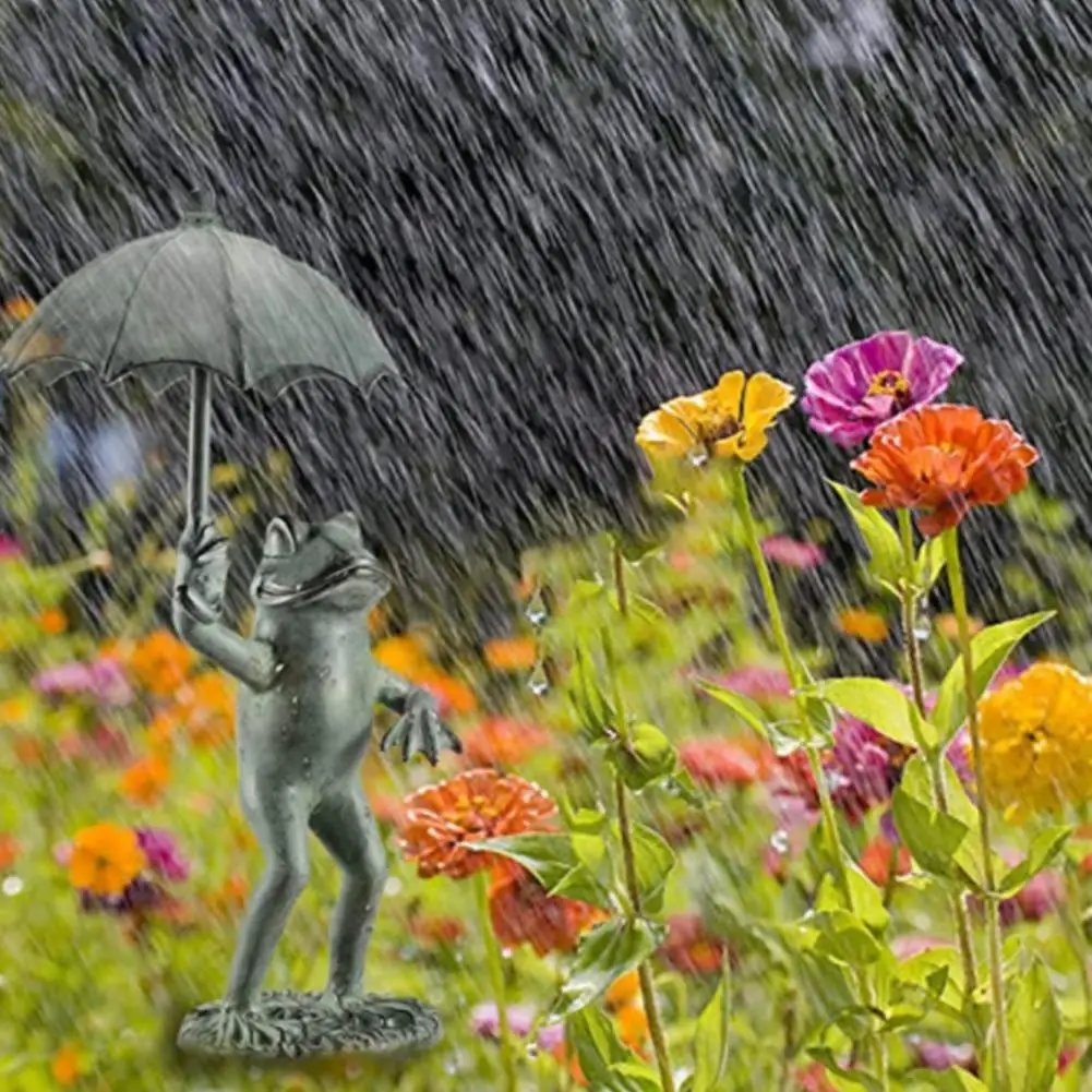 Żaba Parasol Pomnik Model Uniwersalny Ręcznie z Żywicy Ogród Doskonałe Umiejętności Żaba Rzeźby Estatue Wyświetlacz do Dworu