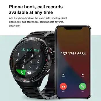 2021 Nowa Moda Smartwatch Bluetooth Call Sportowe Męskie Zegarki Monitorowanie rytmu serca Sterowanie muzyką Luksusowe Inteligentny Zegarek dla mężczyzn+Prezent