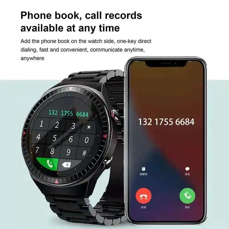 2021 Nowa Moda Smartwatch Bluetooth Call Sportowe Męskie Zegarki Monitorowanie rytmu serca Sterowanie muzyką Luksusowe Inteligentny Zegarek dla mężczyzn+Prezent
