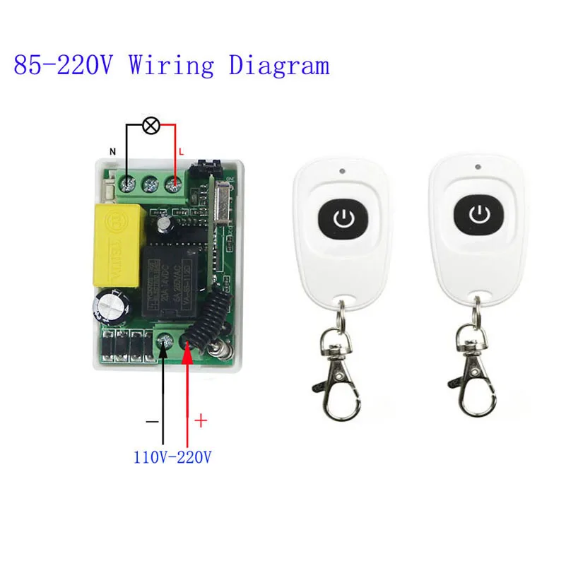 AC 85V-220 V RF Wireless Mini Relay Switch Receiver Piloty Zdalnego Sterowania Do wyłącznika Światła Z Białym Wodoodporny nadajnik