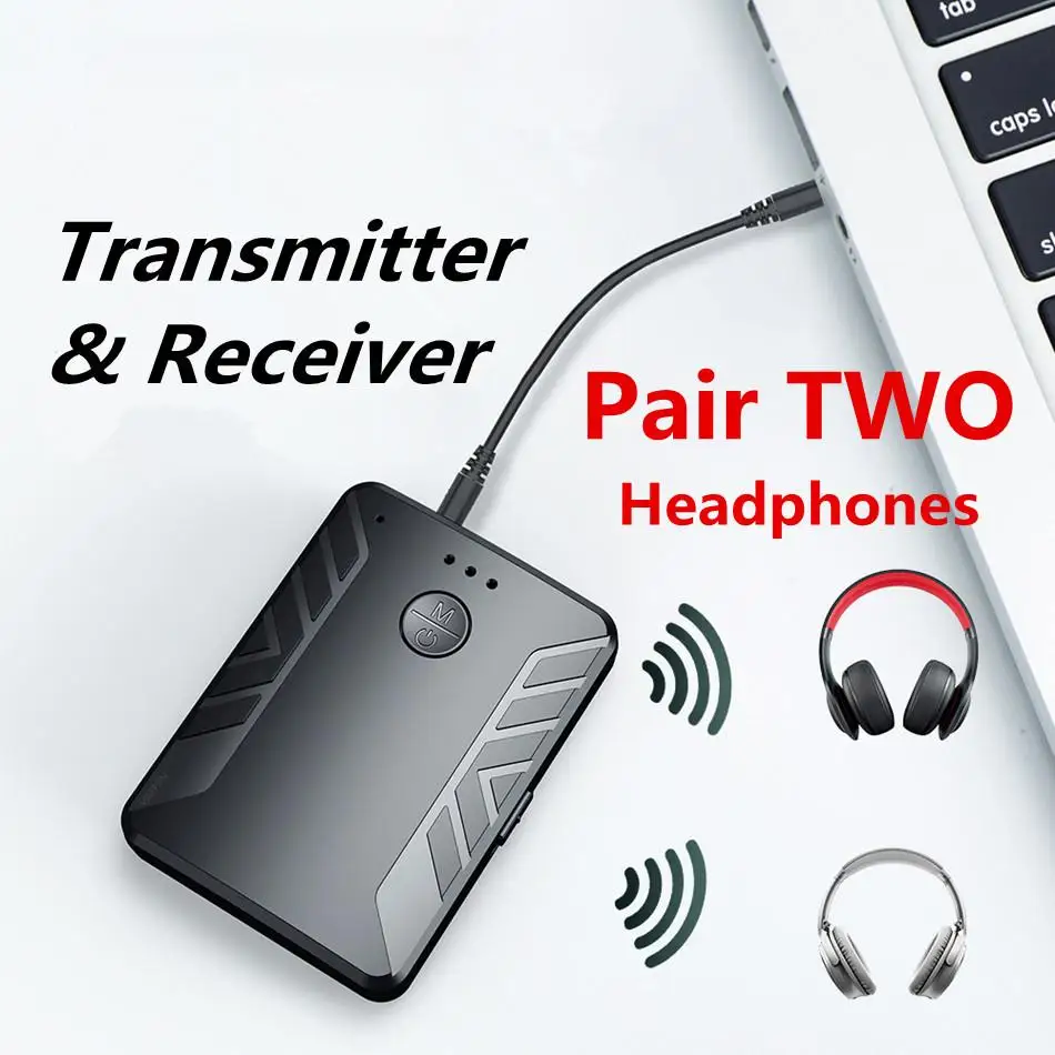 Bluetooth 5.0 Audio Nadajnik Odbiornik Para z DWOMA Słuchawkami 3,5 mm AUX RCA Bezprzewodowy Adapter do TV KOMPUTER Samochodowy Głośnik Akcesoria