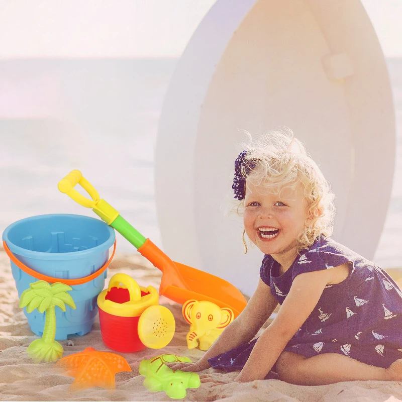 Plażowa Zabawka Dla Dzieci 6-8szt Baby ATV Sand Toy Wiadro Grabie Łopata Piaskownica Zestaw Letnie Zabawki dla Plaży Zagraj W Grę Zabawki Prezenty