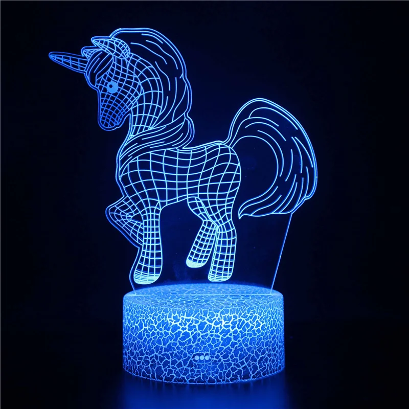 3D LED Illusion Lamp Light for Kids and Lover, Unicorn Lamp 16 Kolorów Zmieniają się z pilotem zdalnego sterowania, Prezent na Walentynki i urodziny