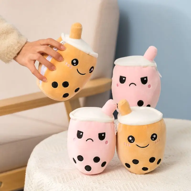 Dwustronny Cofania Boba Pluszowy Tajemniczy Worek Bubble Tea Miękkie Miękkie Miękkie Lalki Boba Herbata Z Mlekiem Zabawki Dzieci Dziewczyny, Prezenty Na Urodziny
