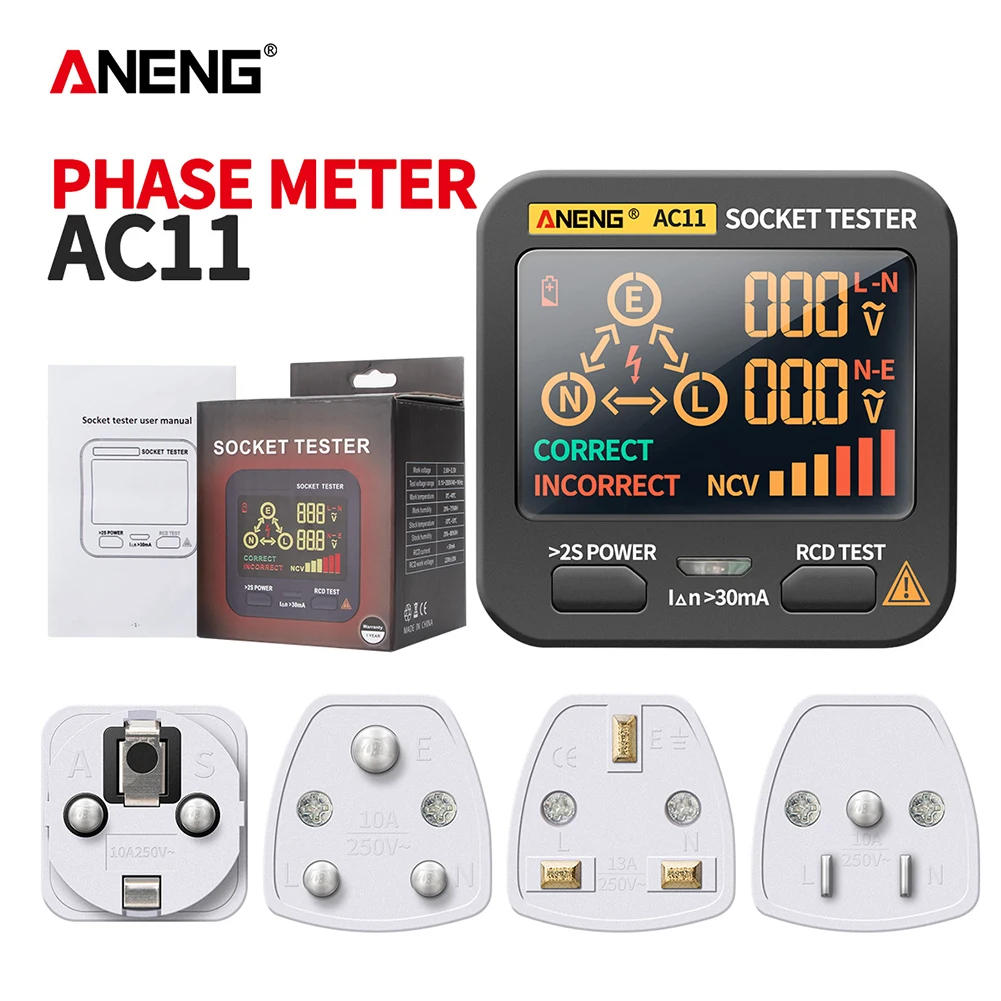 ANENG AC11Circuit Breaker Finder Gniazdo Digital Tester Polarity Phase Check Voltage Plug Outlet Switch Detector US/UK/EU/AU Plug
