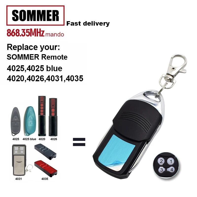 Dla SOMMER 4010 4011 4021 4025 TX02-868-2 4035 4031 4026 TX03-868-2 Command Garage Door Remote Control 868.35 MHz Gate Opener