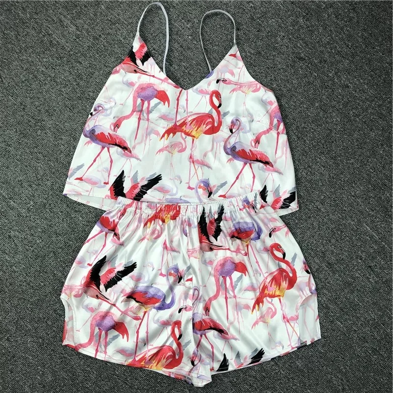 Lato Druku Zwierząt Piżamy dla Kobiet Seksowna Piżama Piżama Femme Fox Drukowania V Szyi Domowy Strój Piżamy Dropshipping