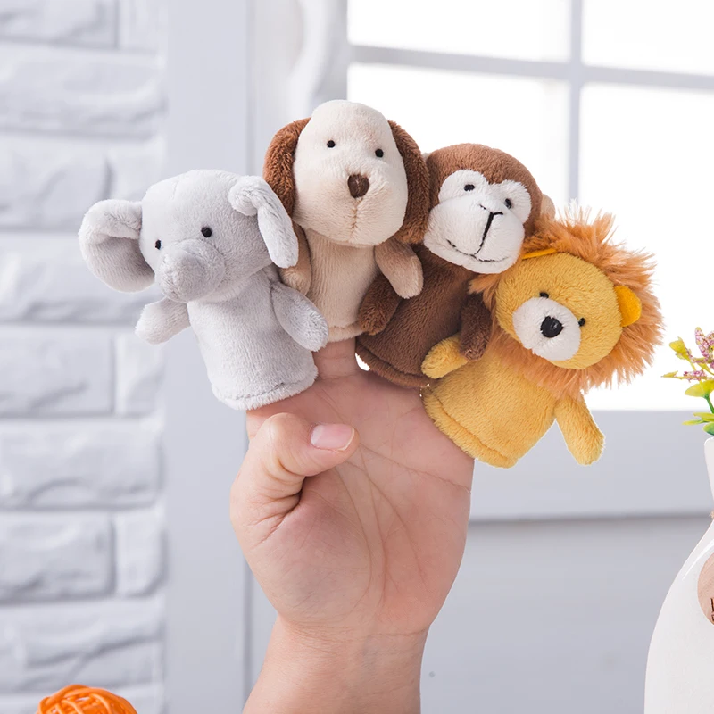 Kawaii Mini Animal Hand Puppets for Baby Kids Puzzle Piggy Frog Puppy Lion Monkey Bear Duck Elephant Finger Puppet