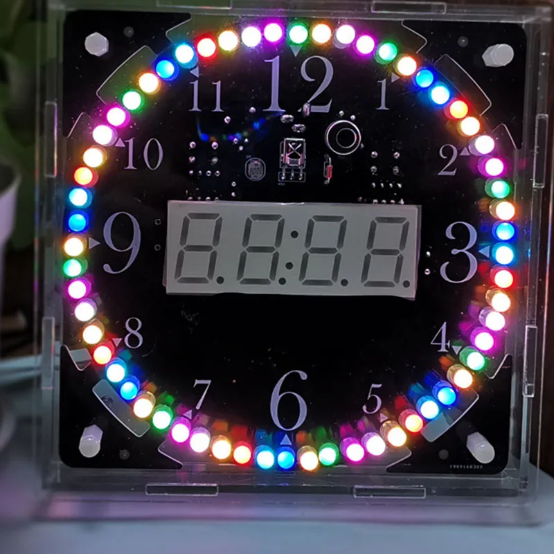DIY Elektroniczny Zestaw LED Zegar Sodering Project Kit Kolorowe LED RGB Spektrum Kolorów Muzyczny Budzik Pilot Zdalnego Sterowania