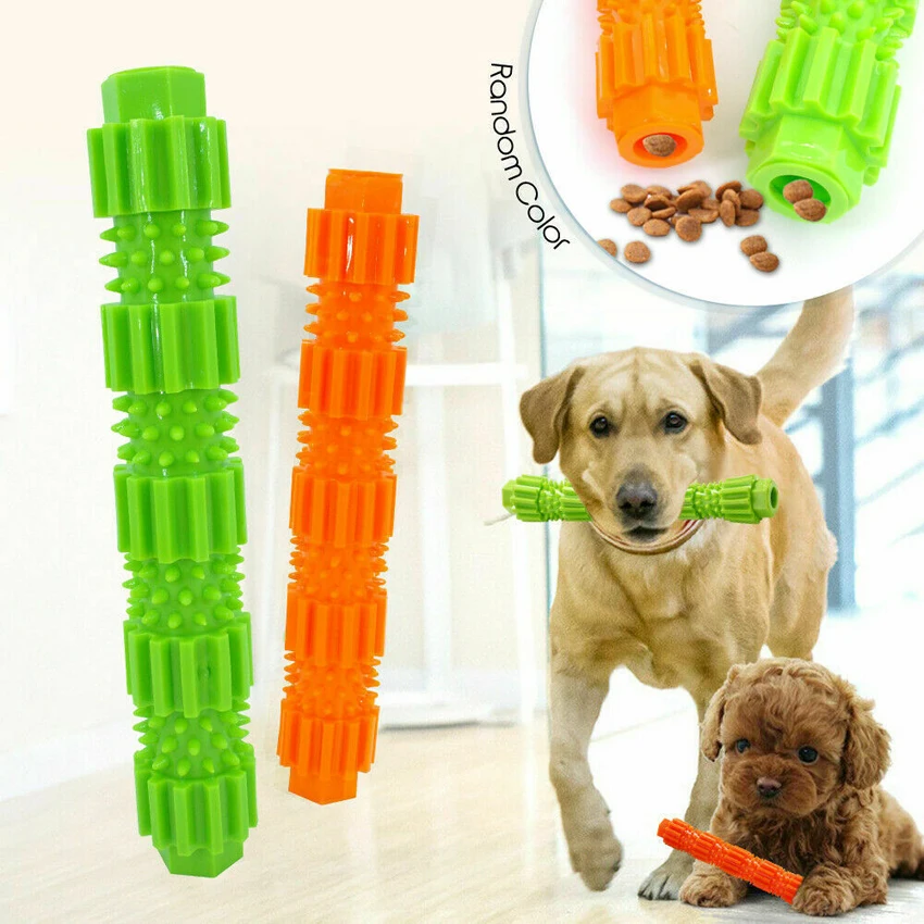 Pet Dog Chew Toy for Aggressive Chewers Treat Dispensing Rubber Teeth Cleaning Toy Squeaking Rubber Dog Toy 18cm