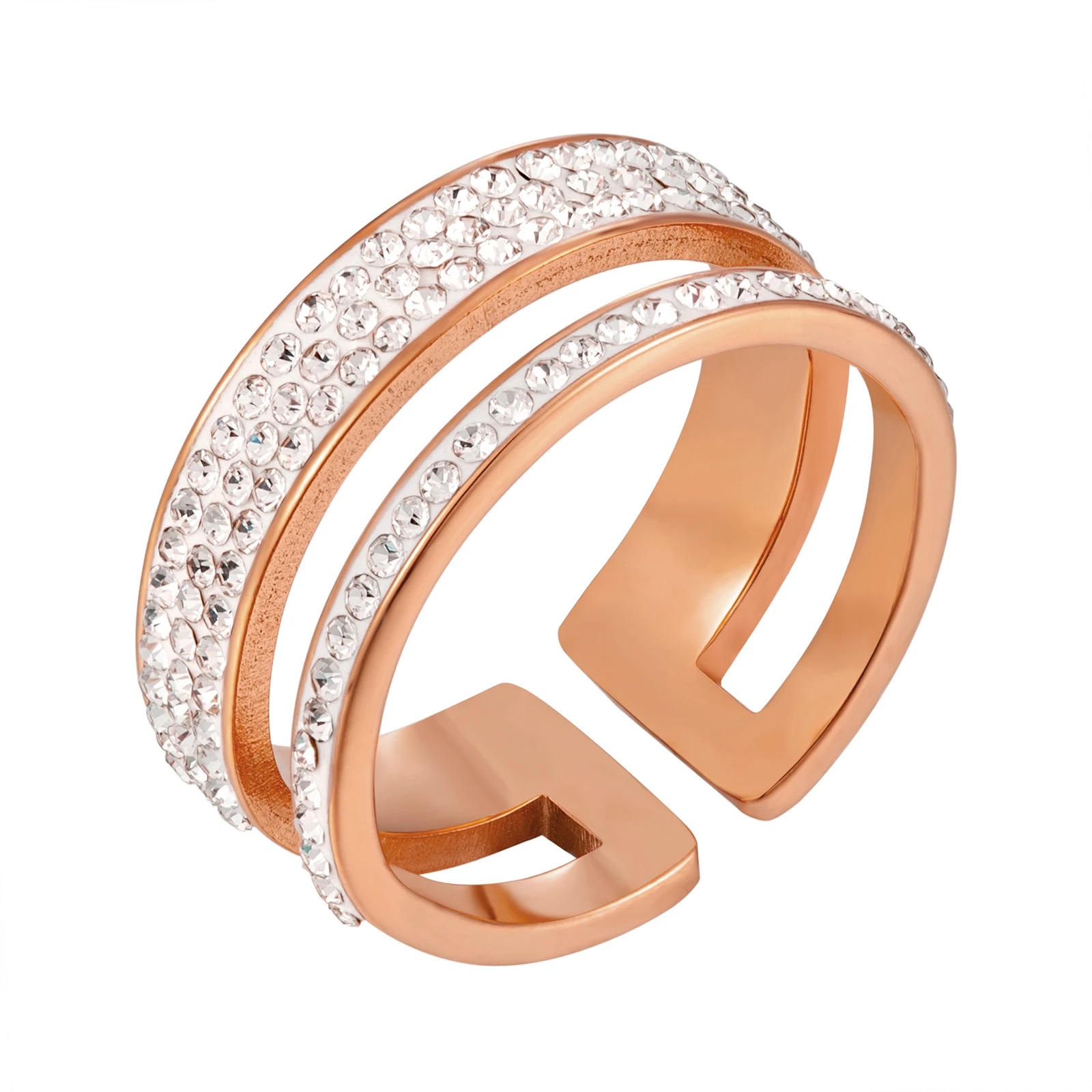 Modne Puste Geometryczne Otwarte Pierścień Dla Kobiet, Mężczyzn Wysokiej Jakości Stali Nierdzewnej Proste CZ Kryształy Ślub Eleganckie Biżuteria