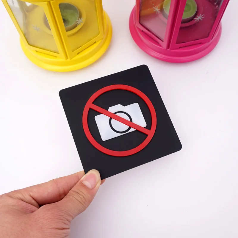 Czarny Zakaz Logo WIFI Znak NIE ma Dymu Tablice Brak Zdjęcia Wskaźnik Do Publicznej Sklepu Znak Ostrzegawczy 3D Akrylowe Lustro Ściany Naklejki