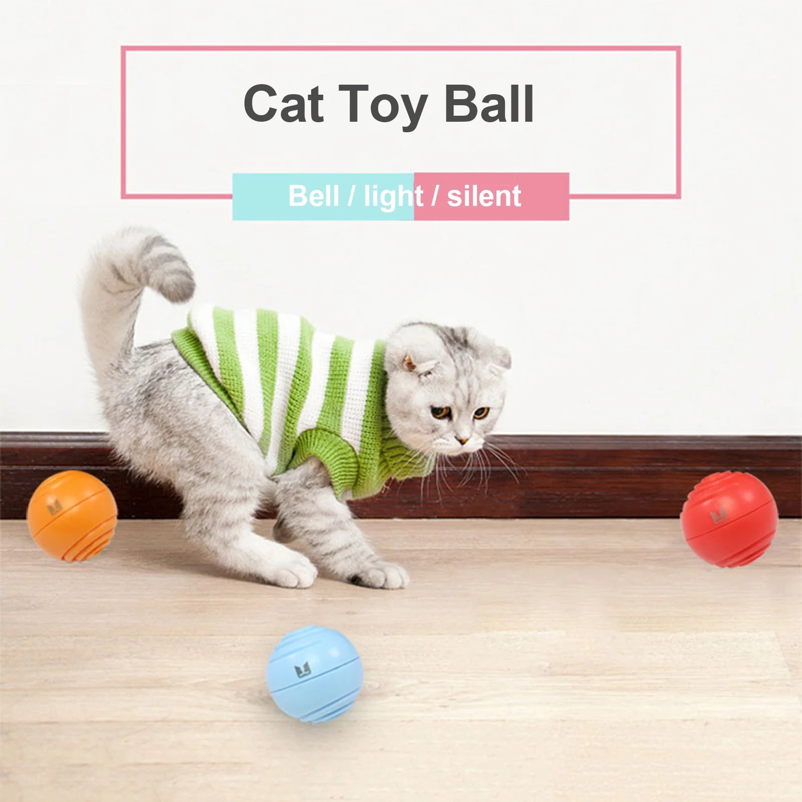 Cat Toys Ball Interactive Light Up Ball 3 szt. Z Dzwoneczkiem Pusty Balon Cat Training Toy Pet Wytrzymały Materiał Kotek Grać w Piłkę